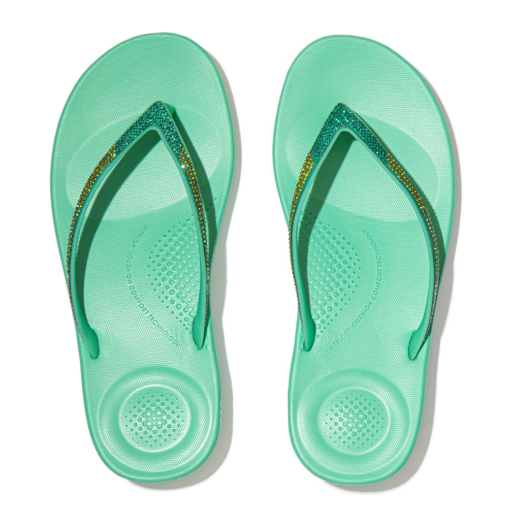 Fitflop Womens Flip-flops Mint Green - Iqushion Ombré Sparkle - 40VHZPIUD